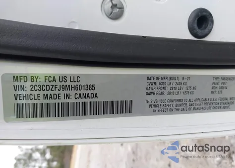 2021 Dodge Challenger R/T Scat Pack из США, поврежденный, VIN 2C3CDZFJ9MH601385